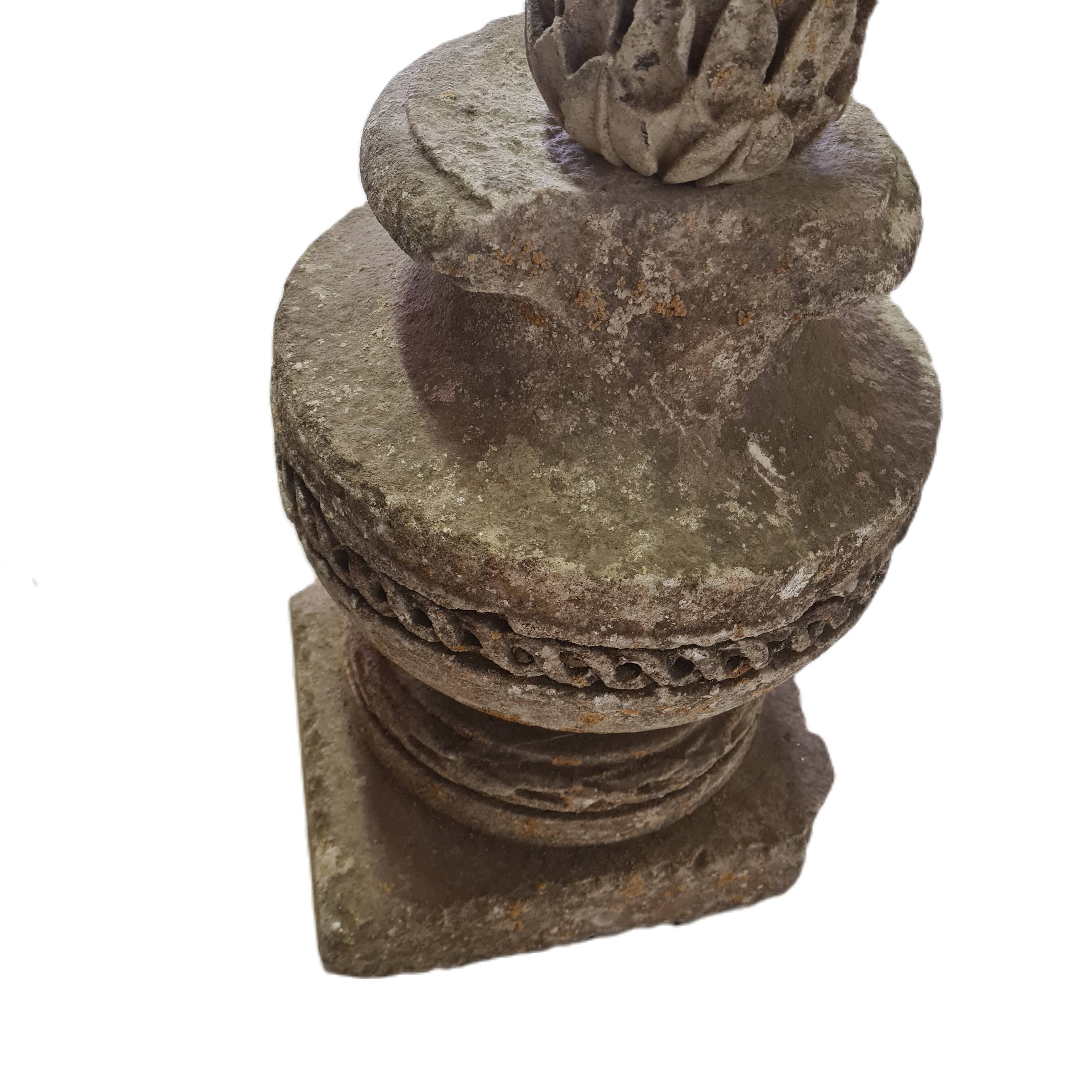 Set Of French Sandstone Decorative Vases With Artichoke, From The 18th Century