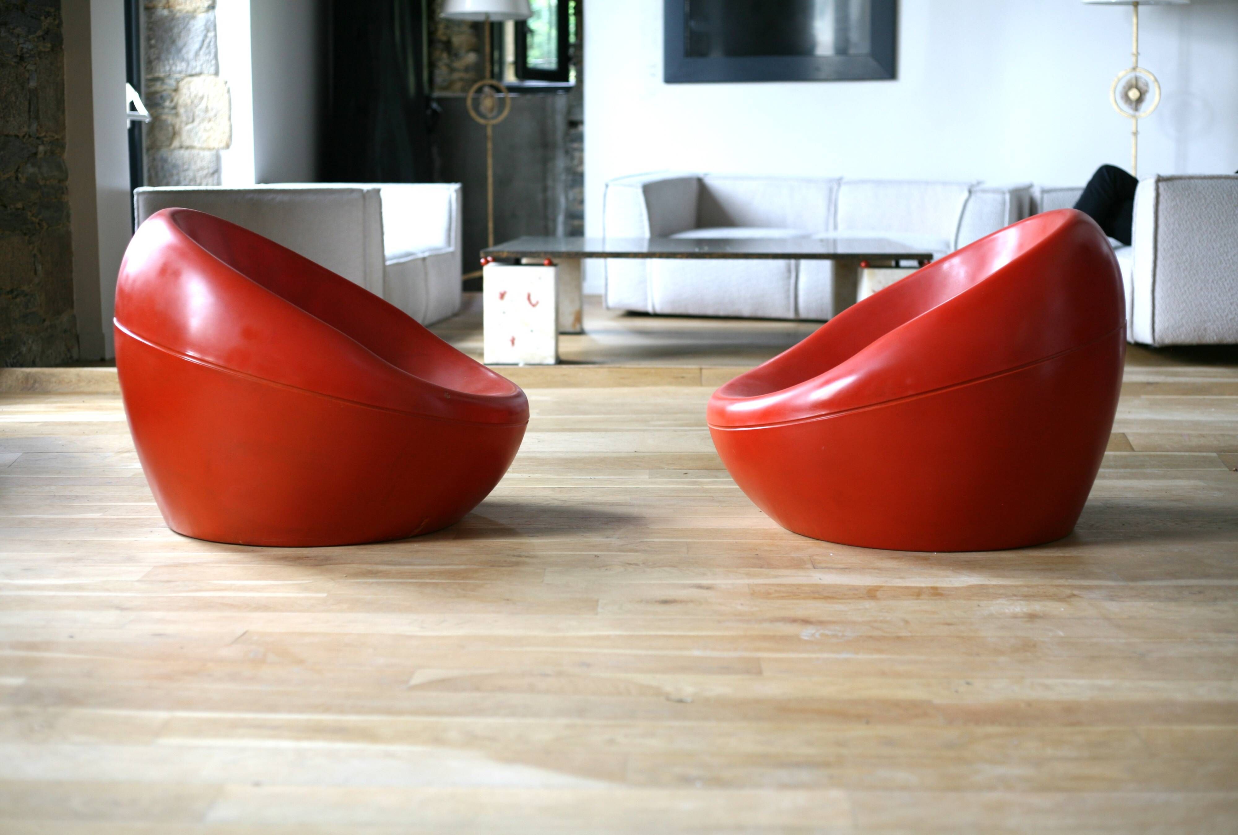 Pair of "space age" armchairs, fibreglass, 1960s