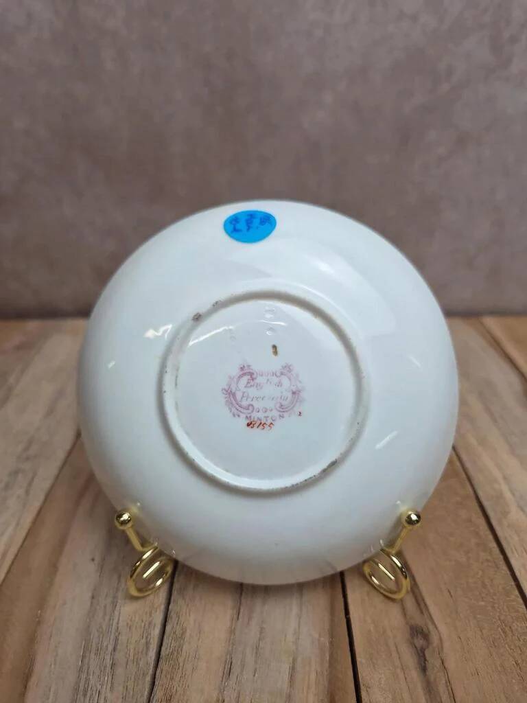 Antique Minton English Porcelain saucer – bird and flowering branch design – Chinese style