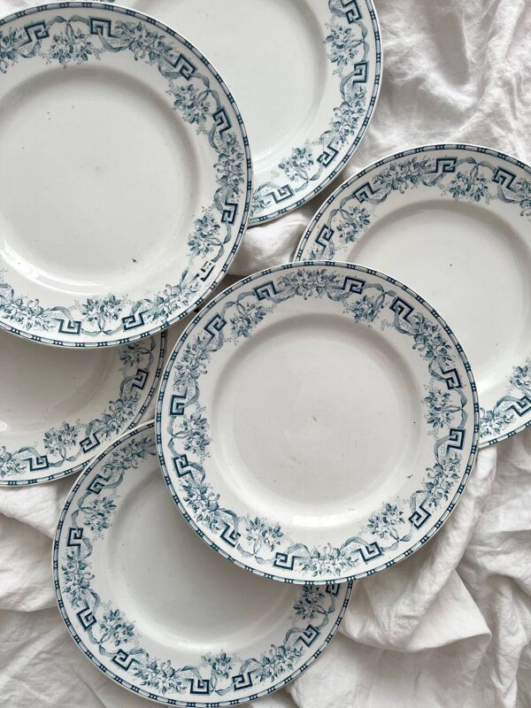 6 assiettes plates en terre de fer « Athènes » Saint Amand et Hamage