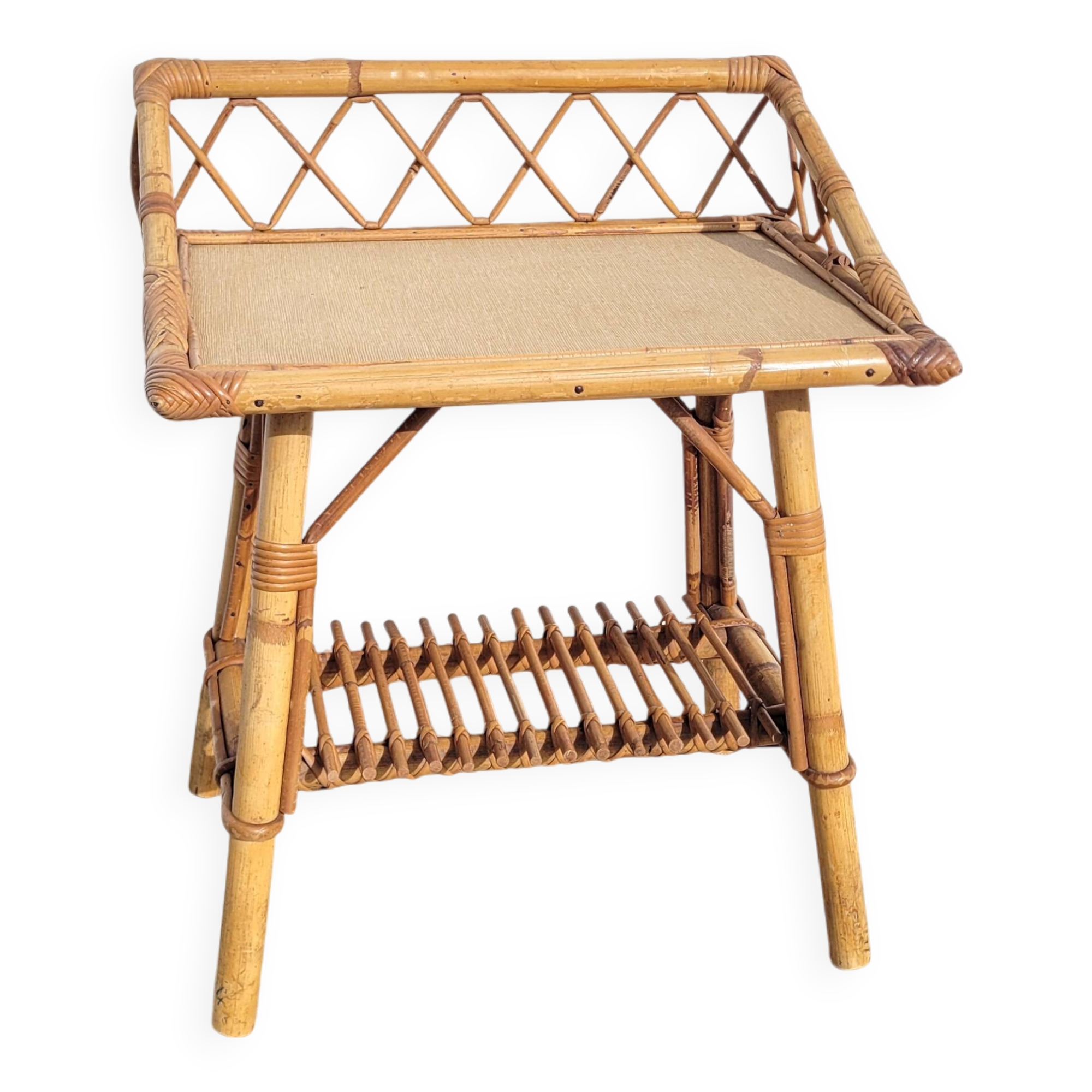 Rattan bedside table circa 1970