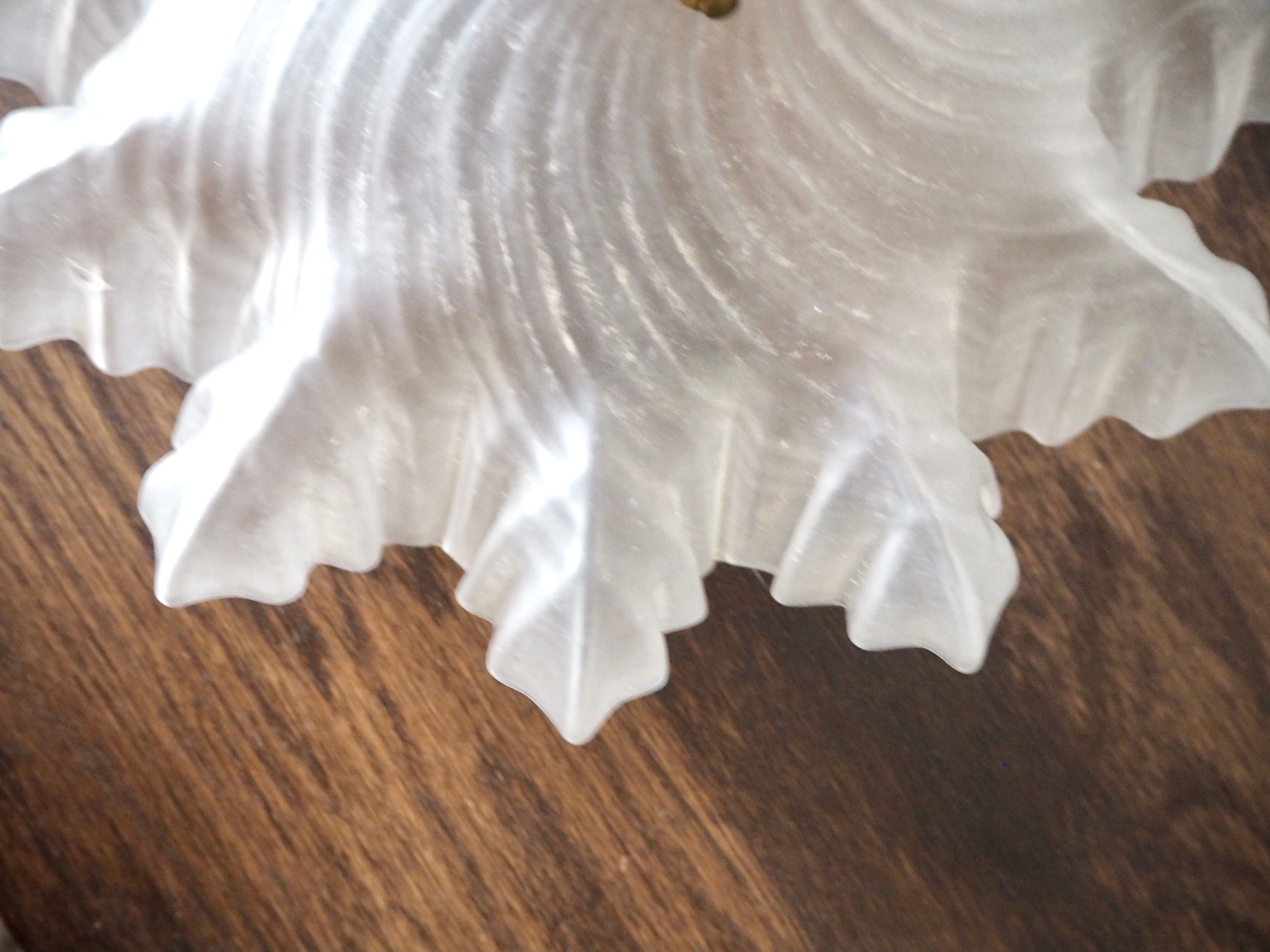 Pair of frosted glass flower pendant lamps