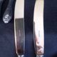 Set of 7 old cheese knives, Solingen brand, in VM800 silver and vermeil