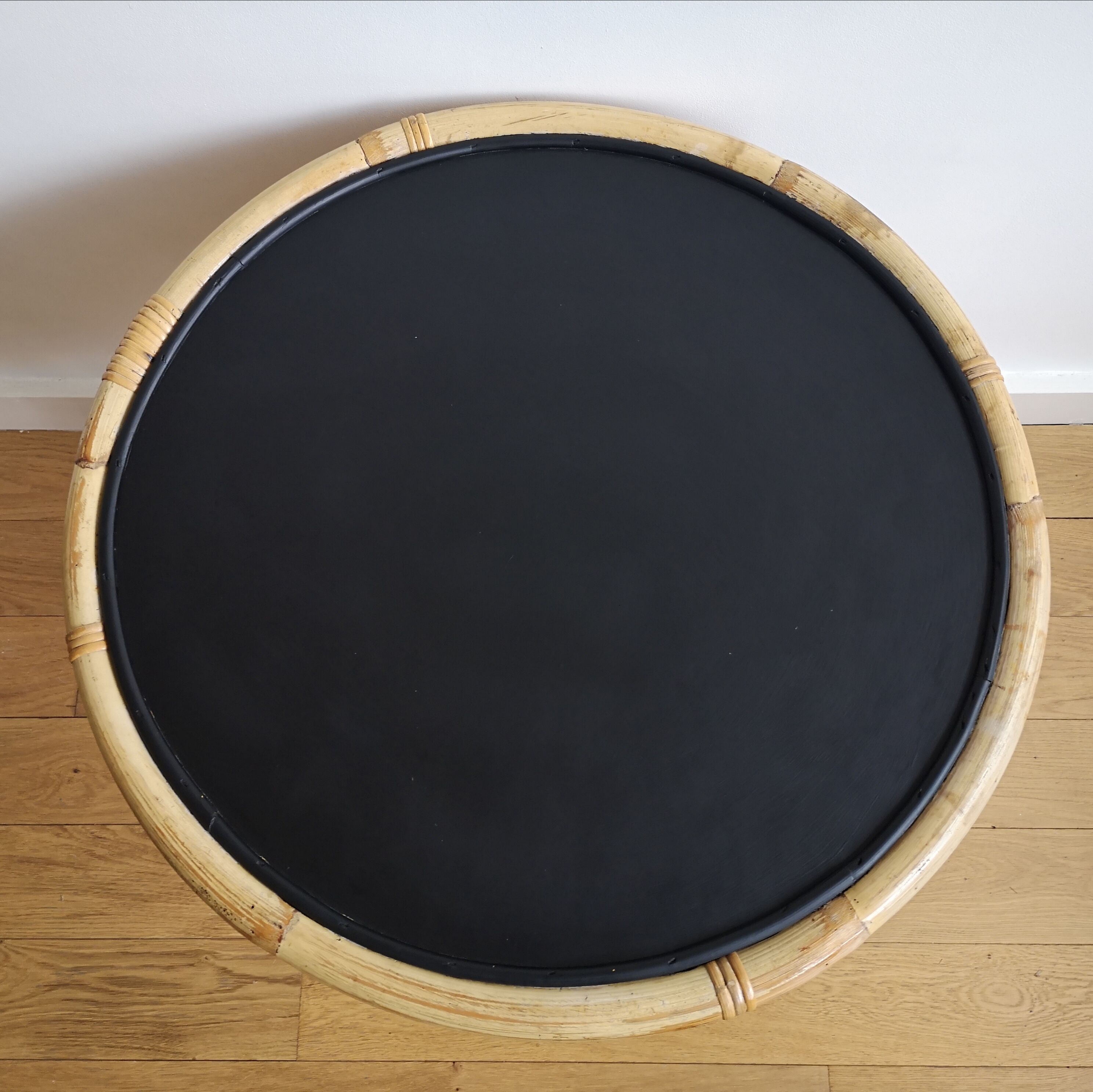 Wooden and rattan coffee table