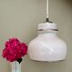 XXL vintage opaline pendant lamp with silver edges