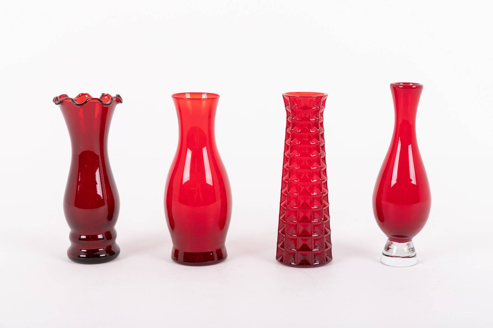 Set of 4 art glass vases by Monica Bratt for Reijmyre, Sweden 1950’s