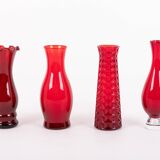 Set of 4 art glass vases by Monica Bratt for Reijmyre, Sweden 1950’s