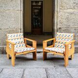 Poltroncina in legno di faggio Crate 1  by Gerrit Thomas Rietveld, 1980s