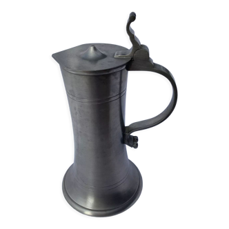 Antique pewter pitcher with lid