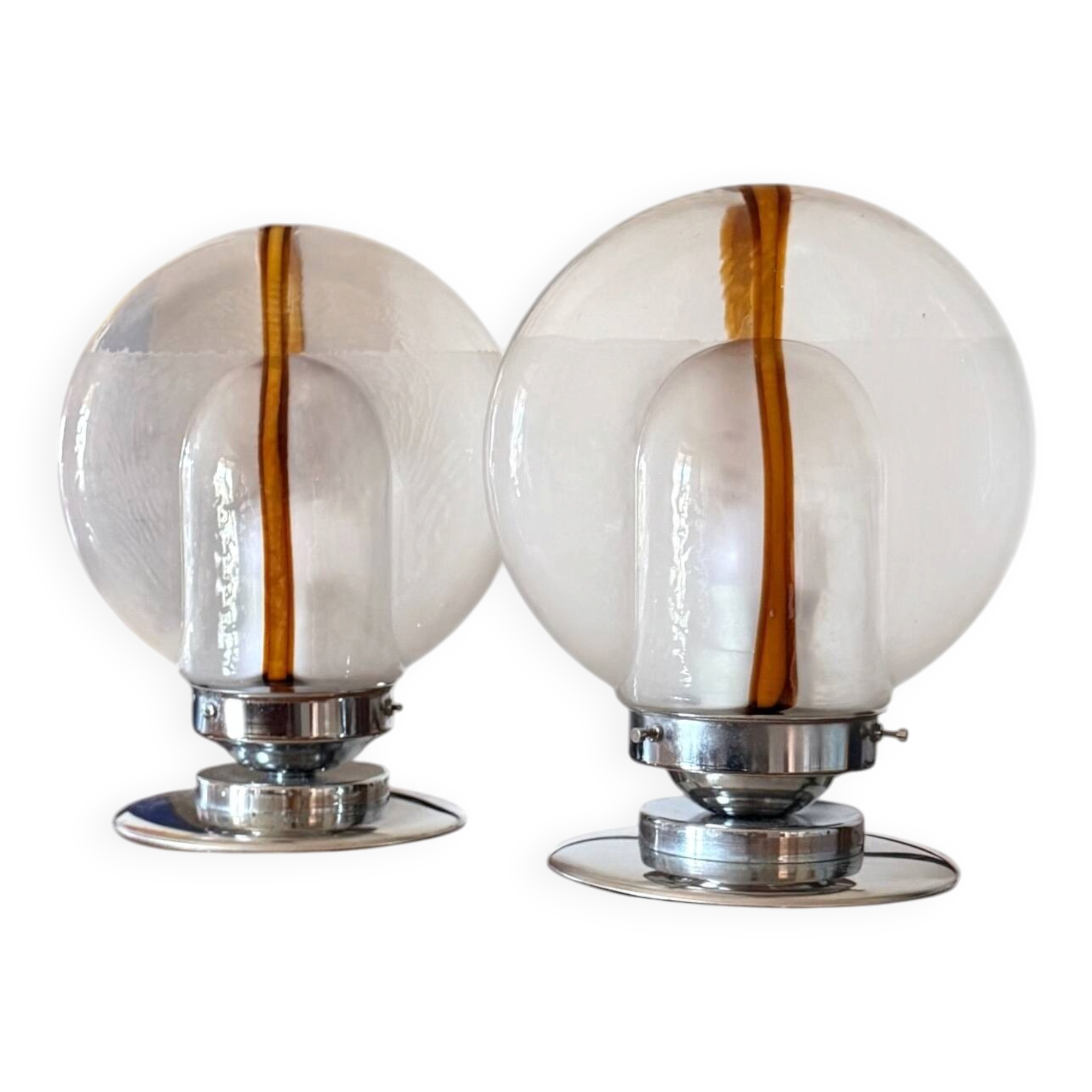 Toni Zuccheri, Set of 2 of Murano glass lamps, Mazzega, Murano Italy 1970