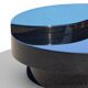 Table basse Willy Rizzo Yin-Yang - Laque, laiton & verre (Circa 70)