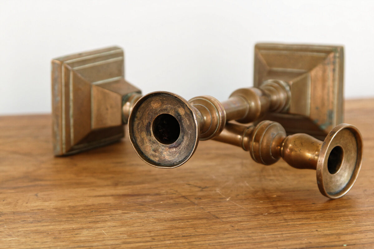 Pair of copper candle holders