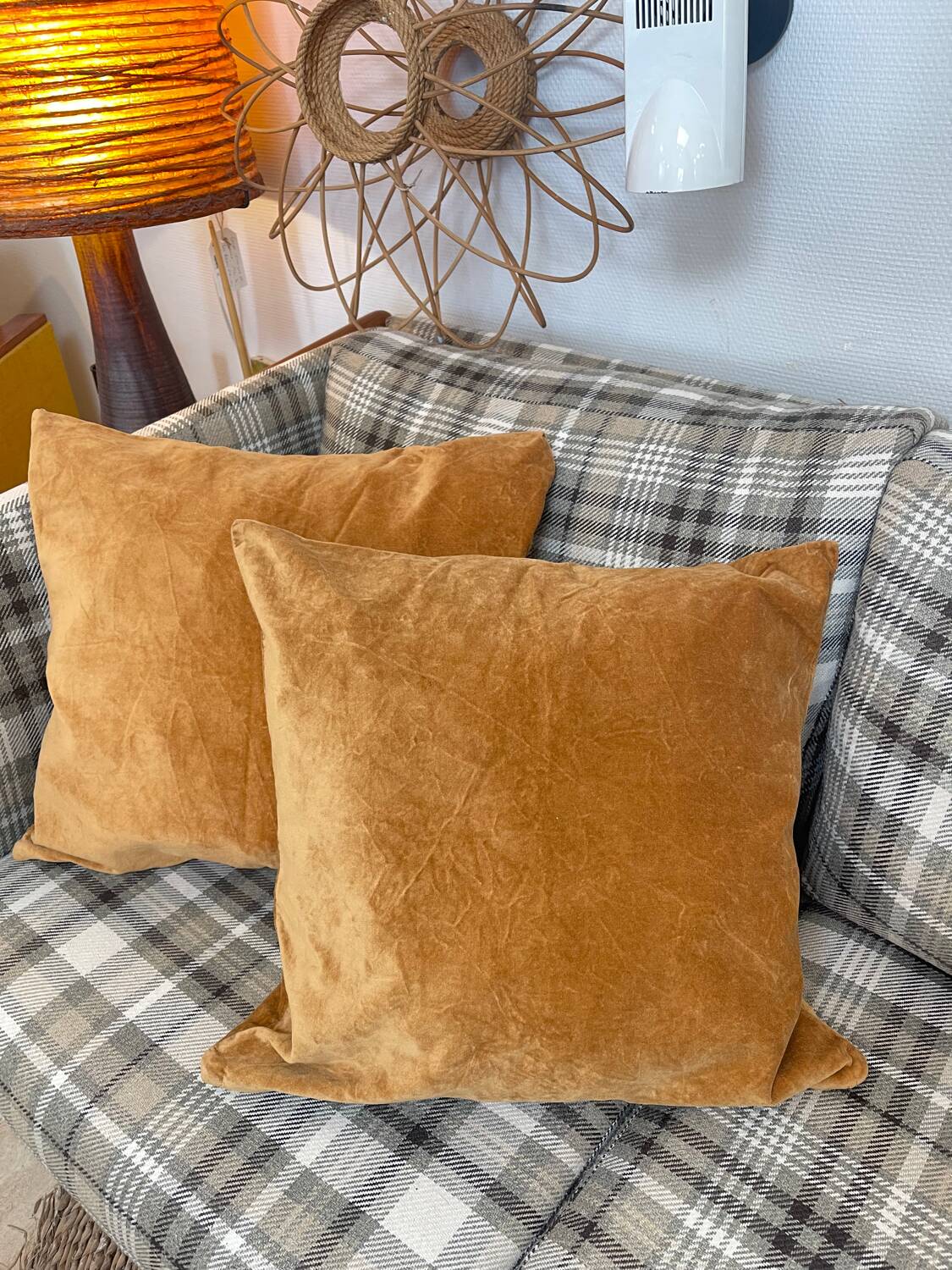 Camel velvet cushion covers, 50x50