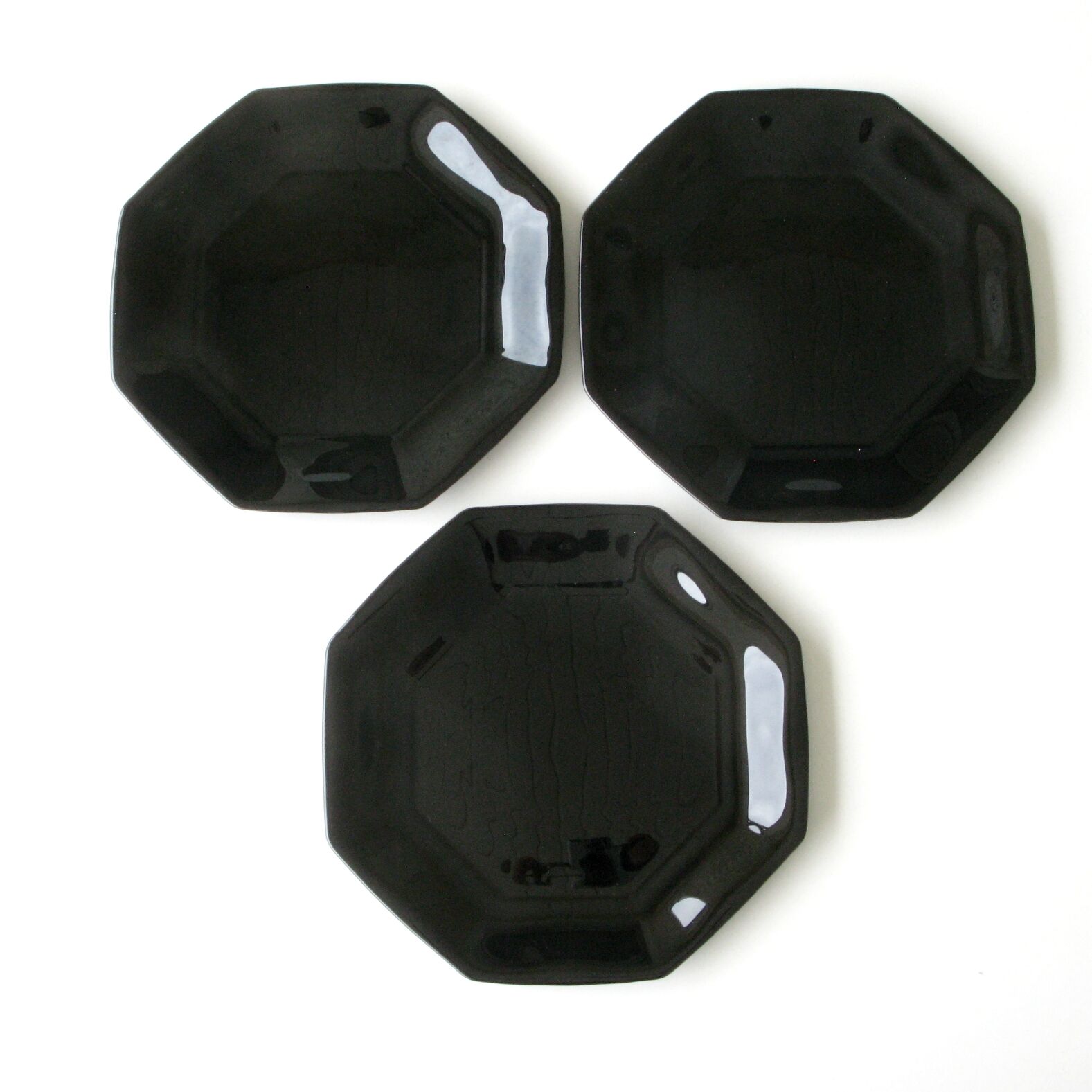 3 flat plates arcoroc - noir france - collection esso -