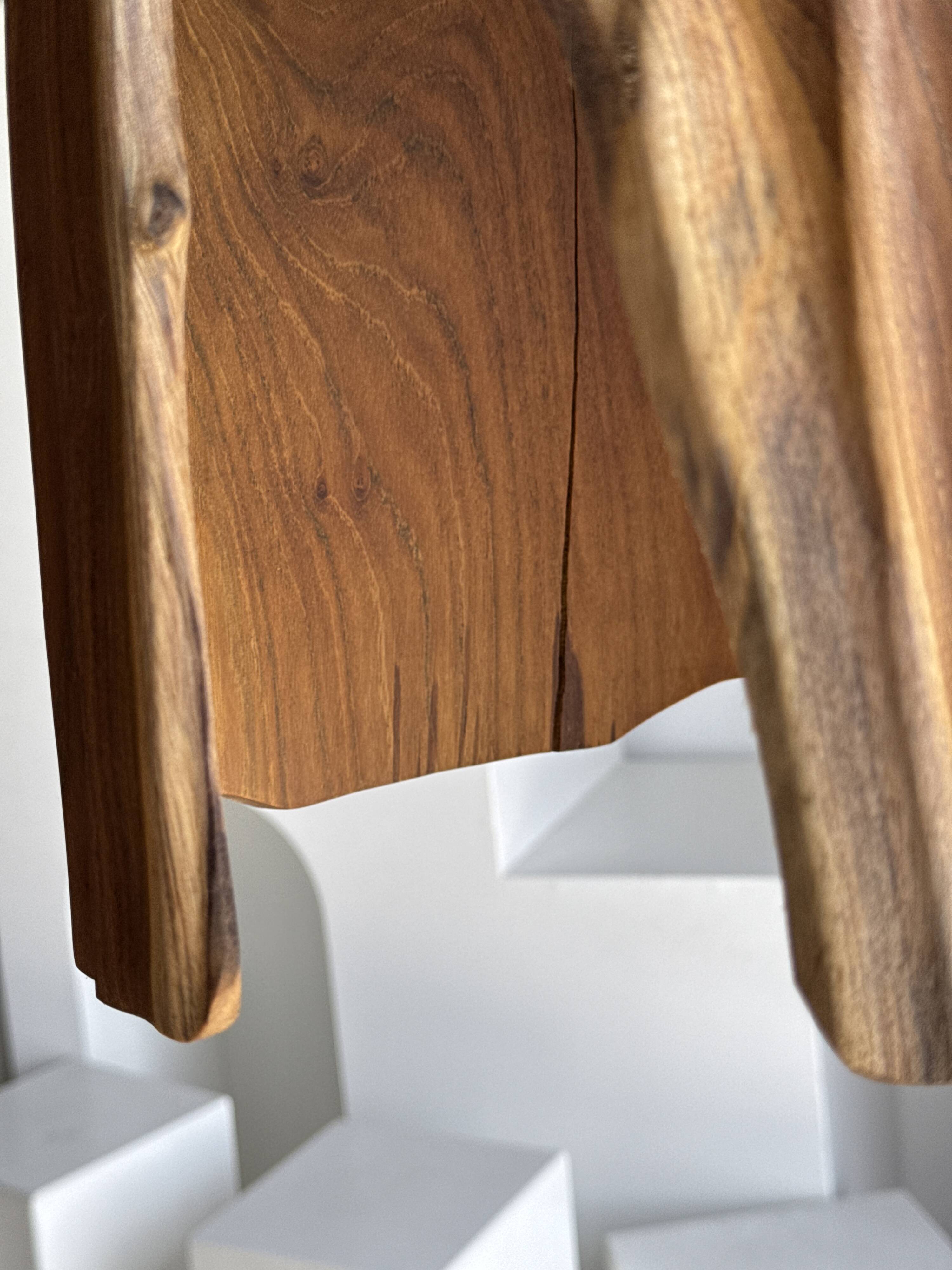 Large suspension or lampshade in organic natural teak, tubular H40 D30.