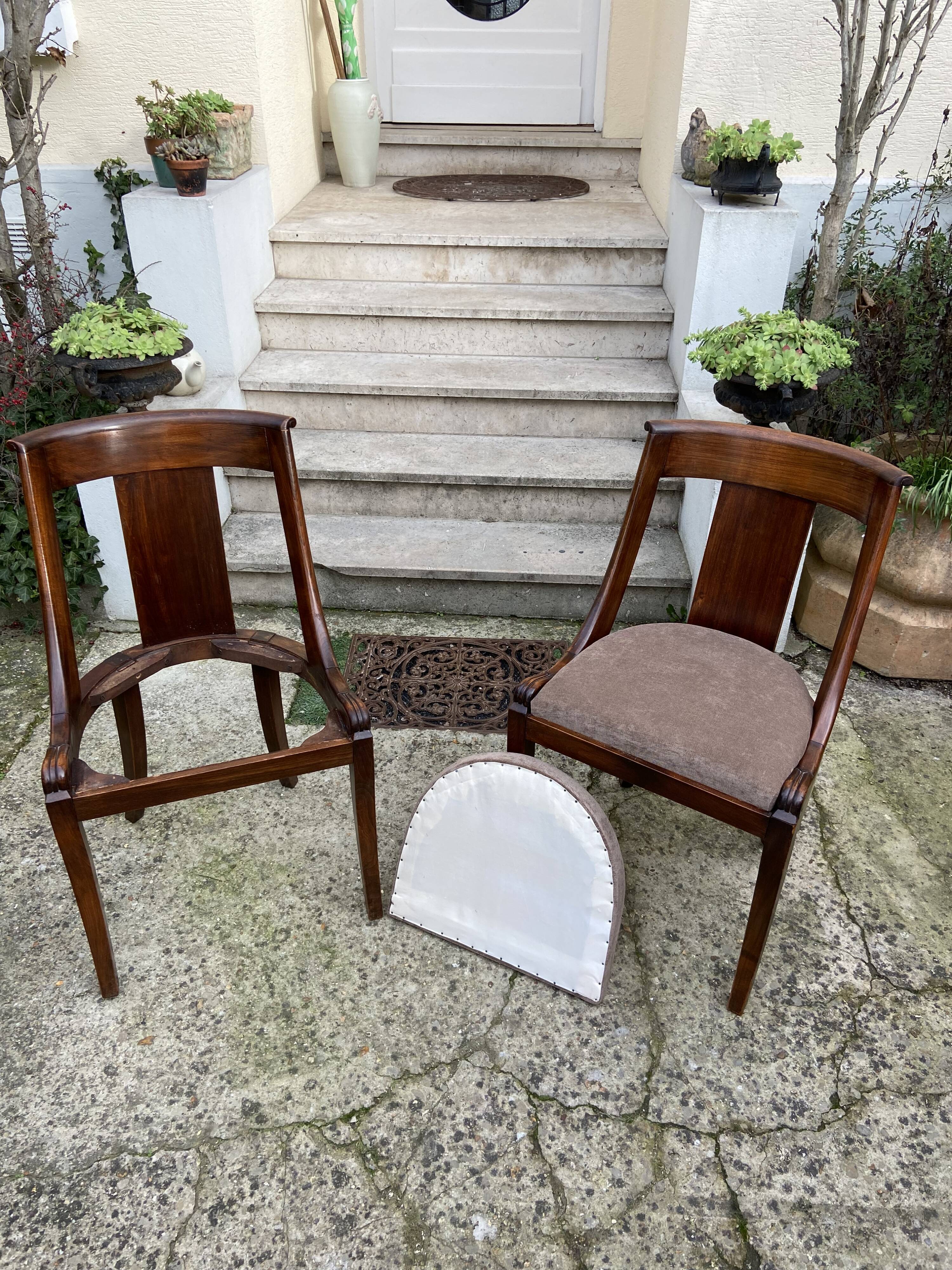 Pair of Empire style gondola chairs