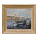 Painting "Thoniers at Dock", oil on panel, signed G. Boulard – Mid 20th century