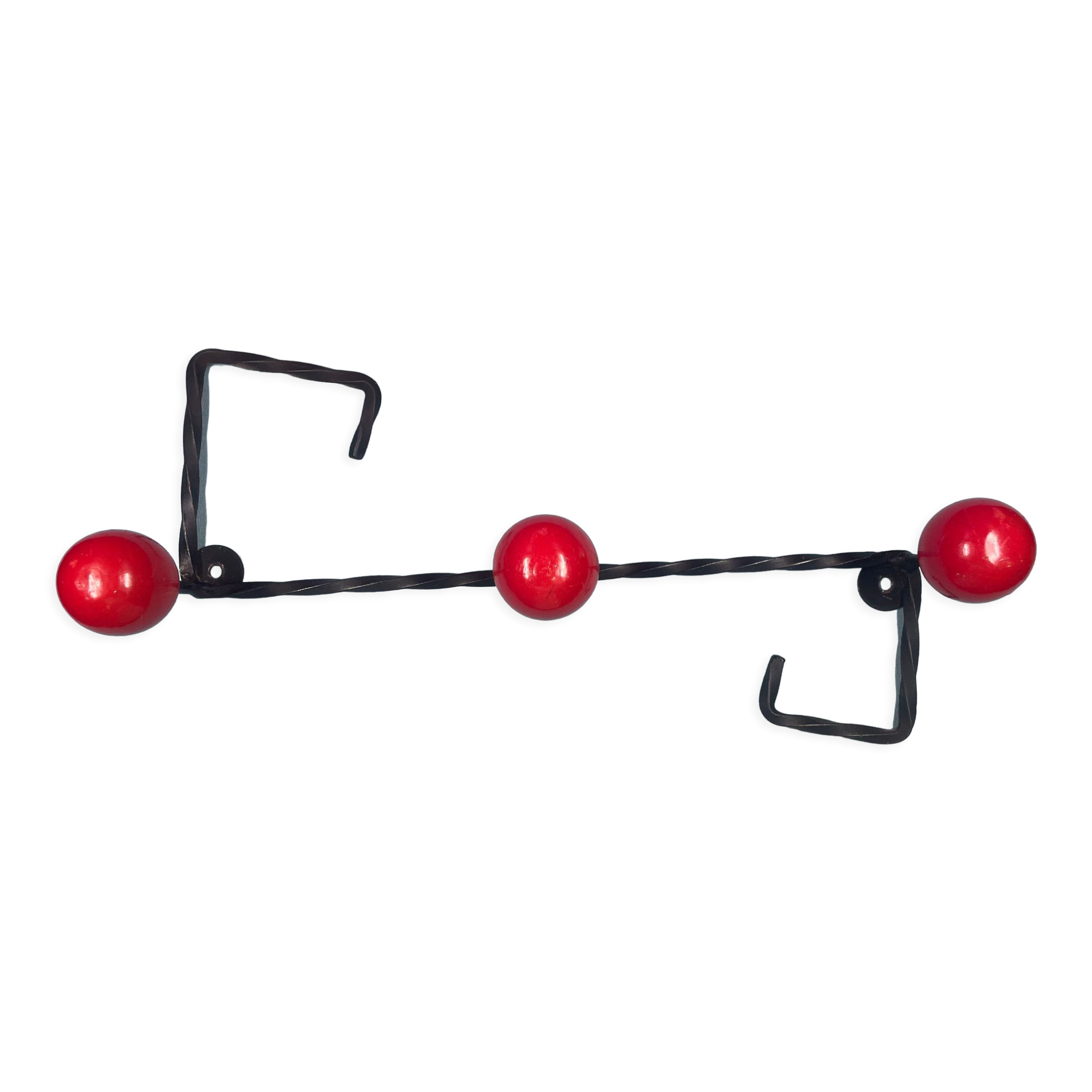 Coat rack hook wrought iron and wood