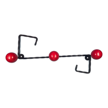 Coat rack hook wrought iron and wood