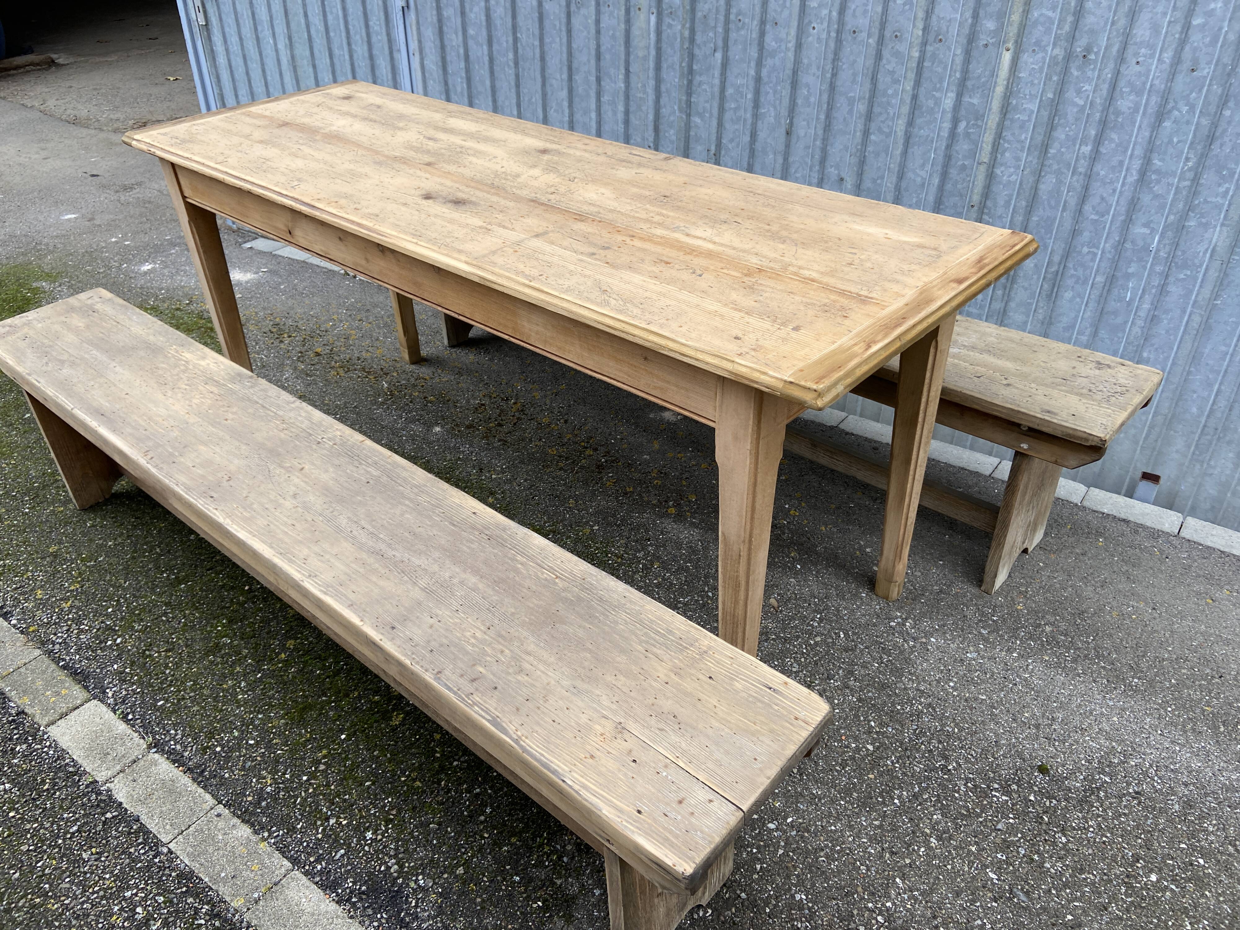 large farm table 185 cm in raw natural fir wood