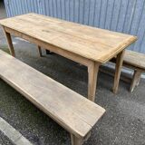 large farm table 185 cm in raw natural fir wood