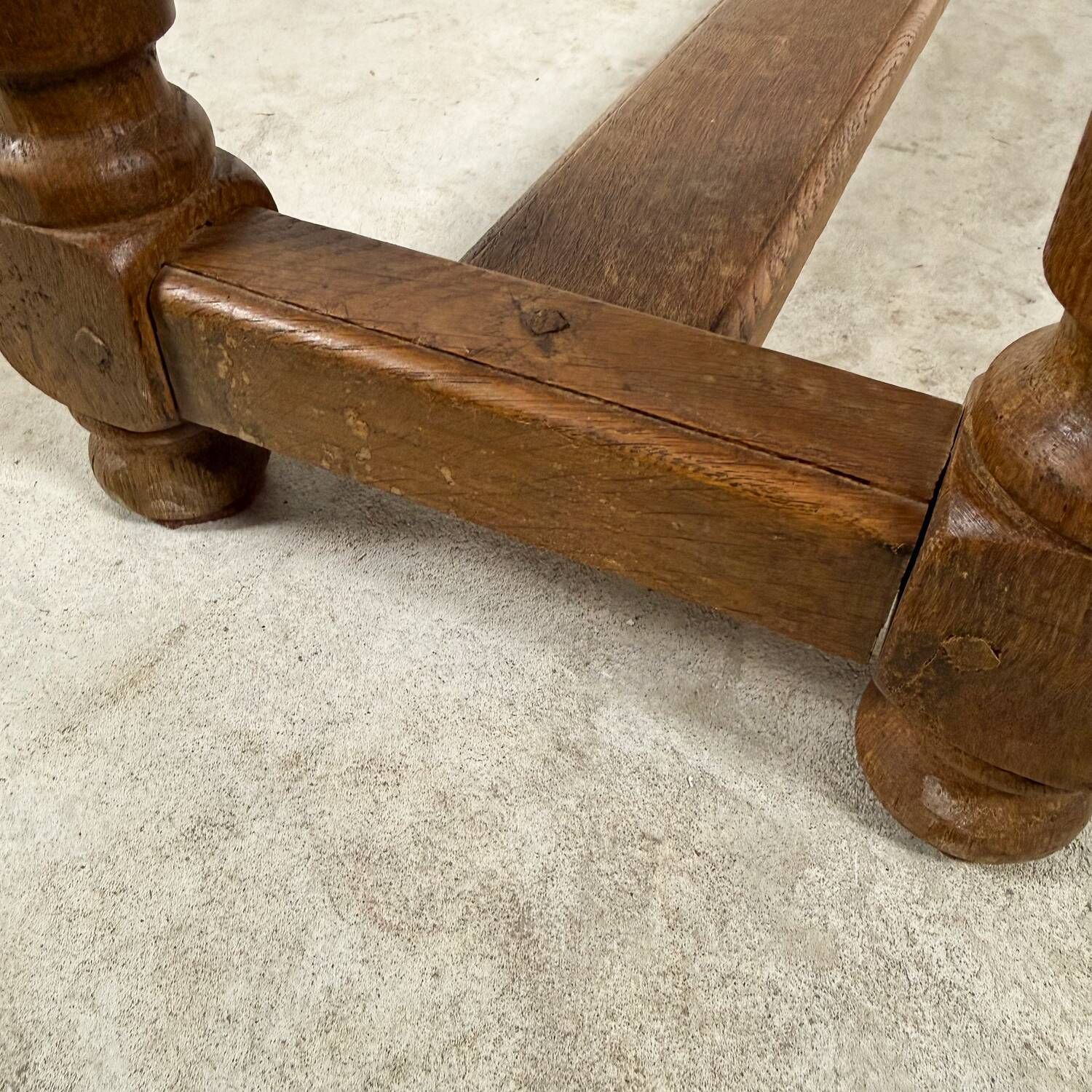 Pair of Antique Oak Benches with Turned Legs