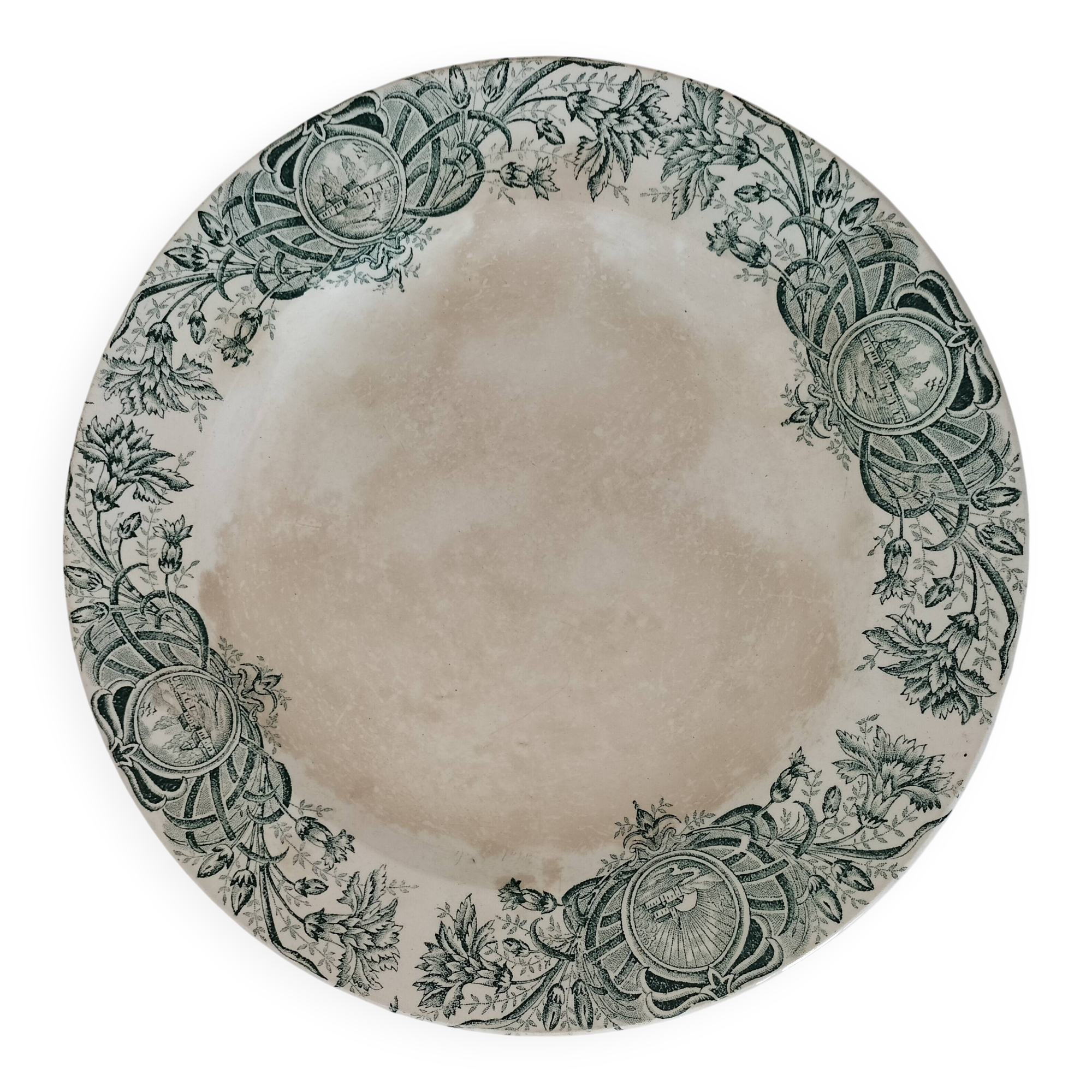 Old iron earth dish A. Lebacqz & M. Bouchart St Amand Persian model