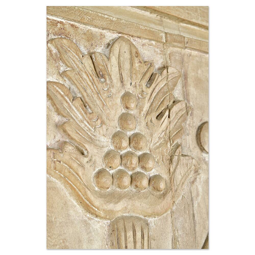 Indian carved wooden wall panel with floral decoration
