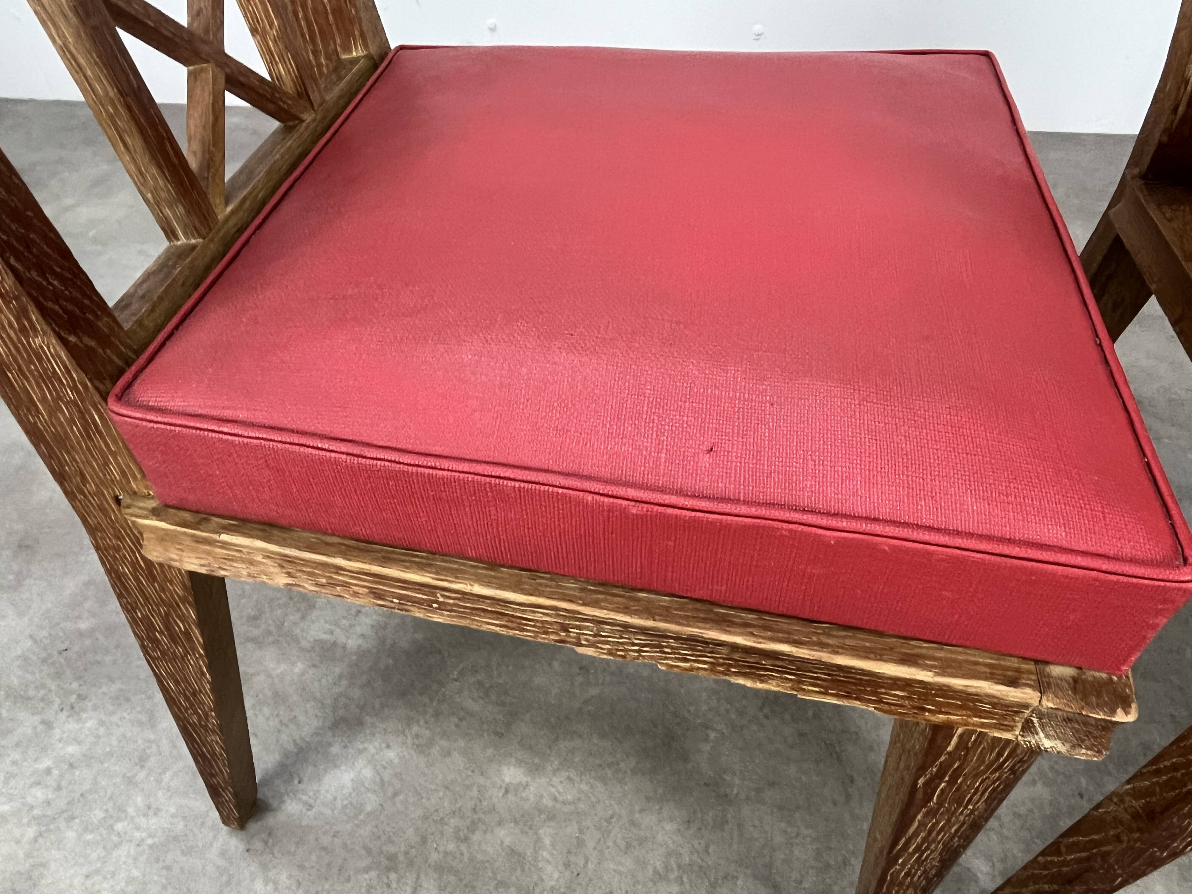 Pair of 1950s wooden cross-braced chairs