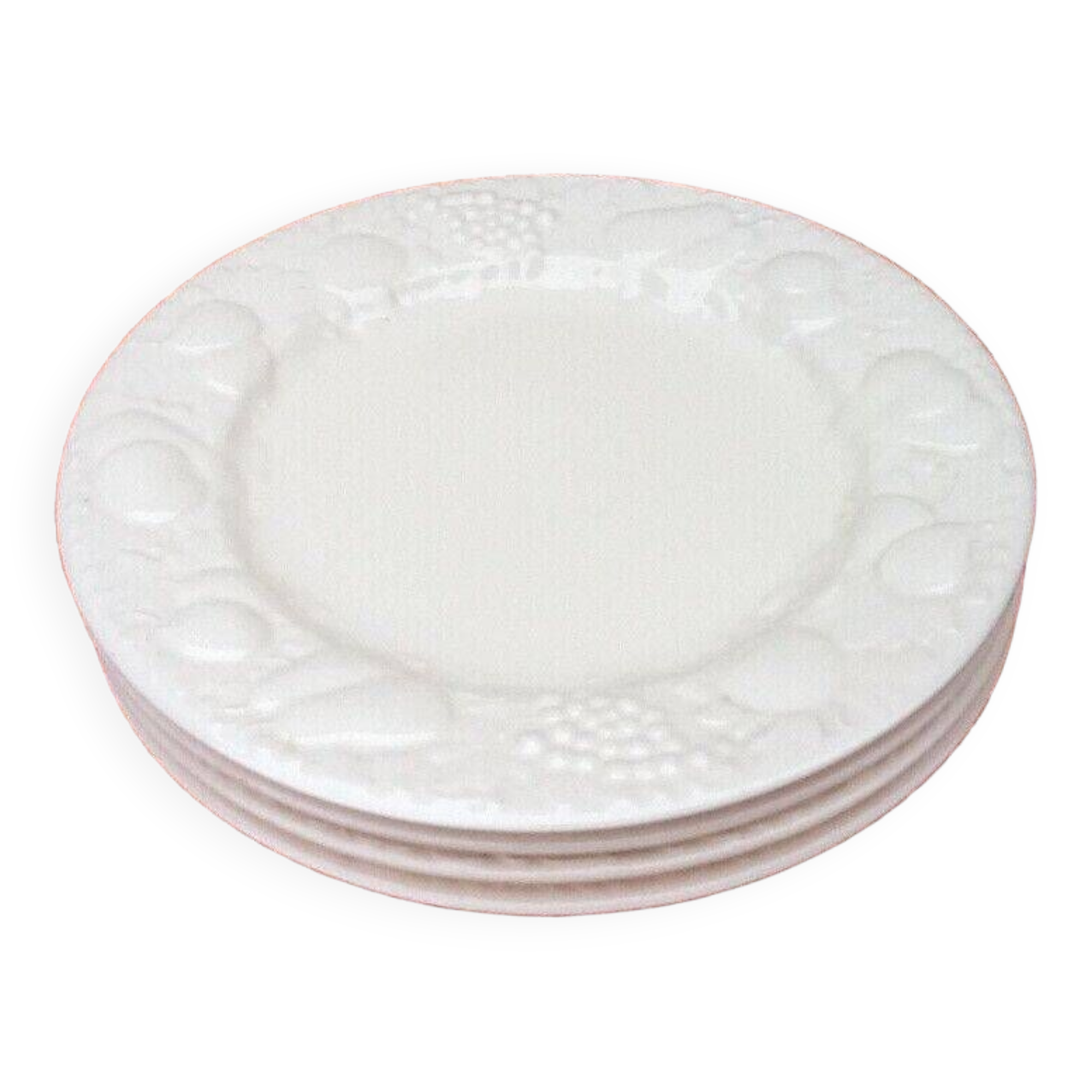 4 flat plates Fruit decoration (apples, pears, grapes...)