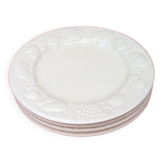 4 flat plates Fruit decoration (apples, pears, grapes...)