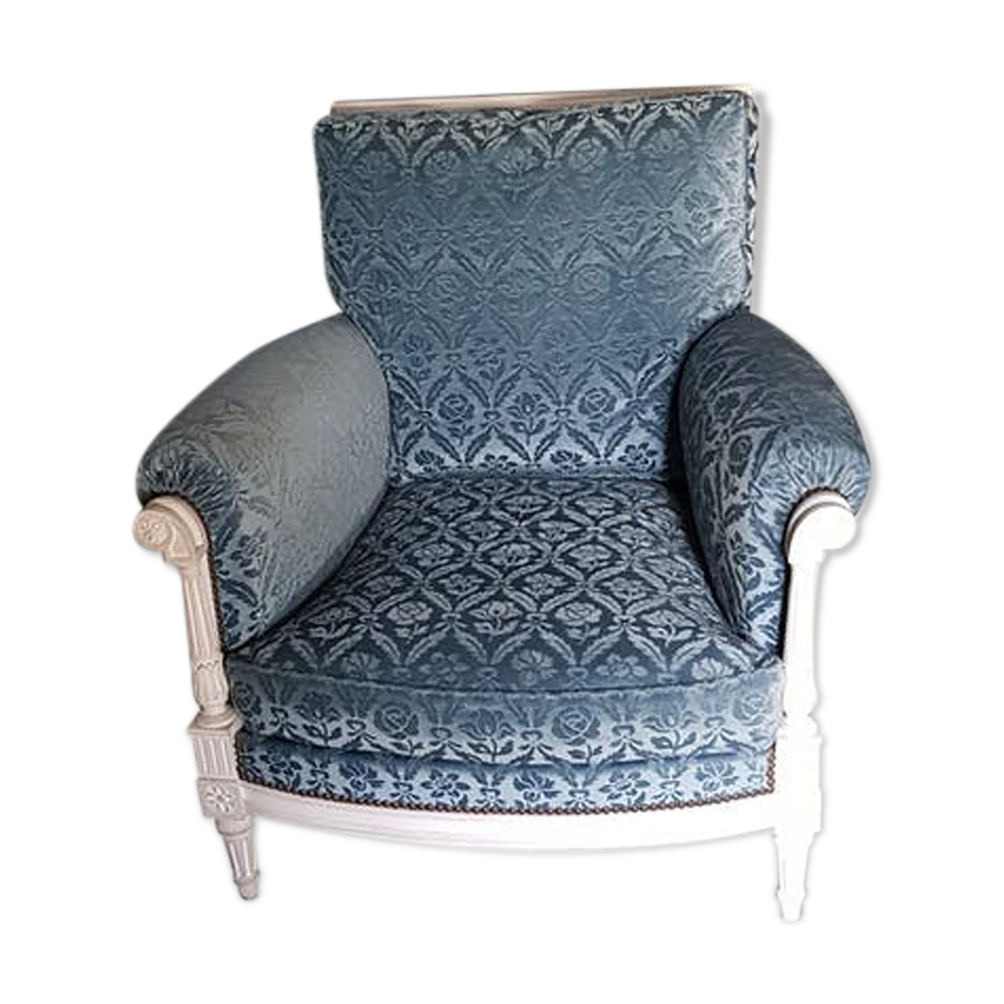 Blue velvet armchair in louis XVI style