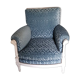 Fauteuil velours bleu style louis XVI