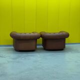 Brown Leather Chesterfield armchair (Price is for One)