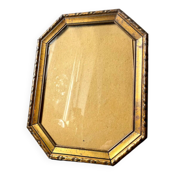 Cadre métallique octogonal antique en laiton 30 cm x 23 cm
