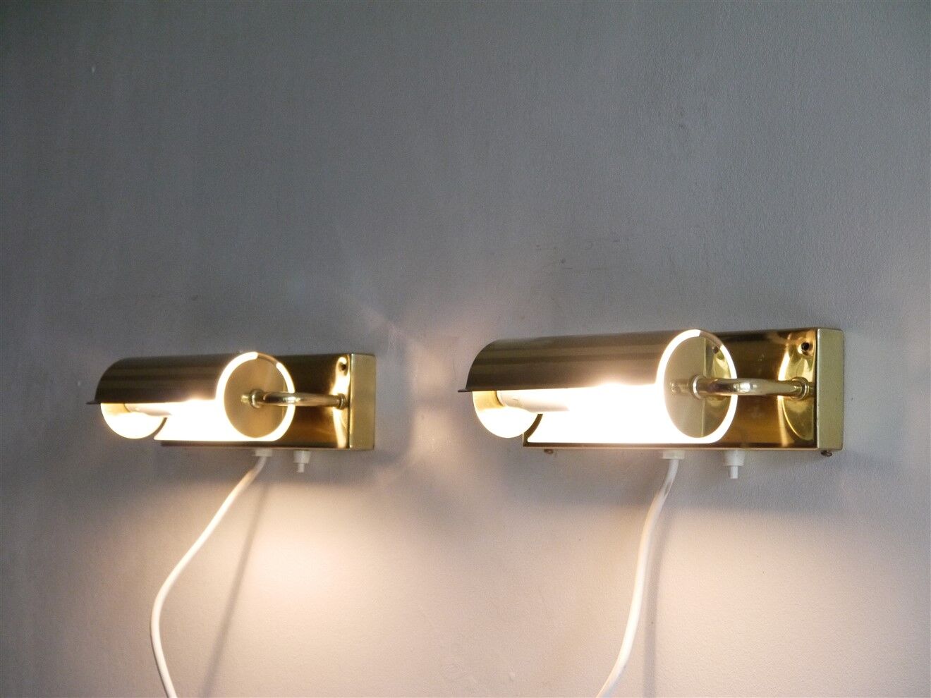 Pair of scandinavian brass wall lamps 1970