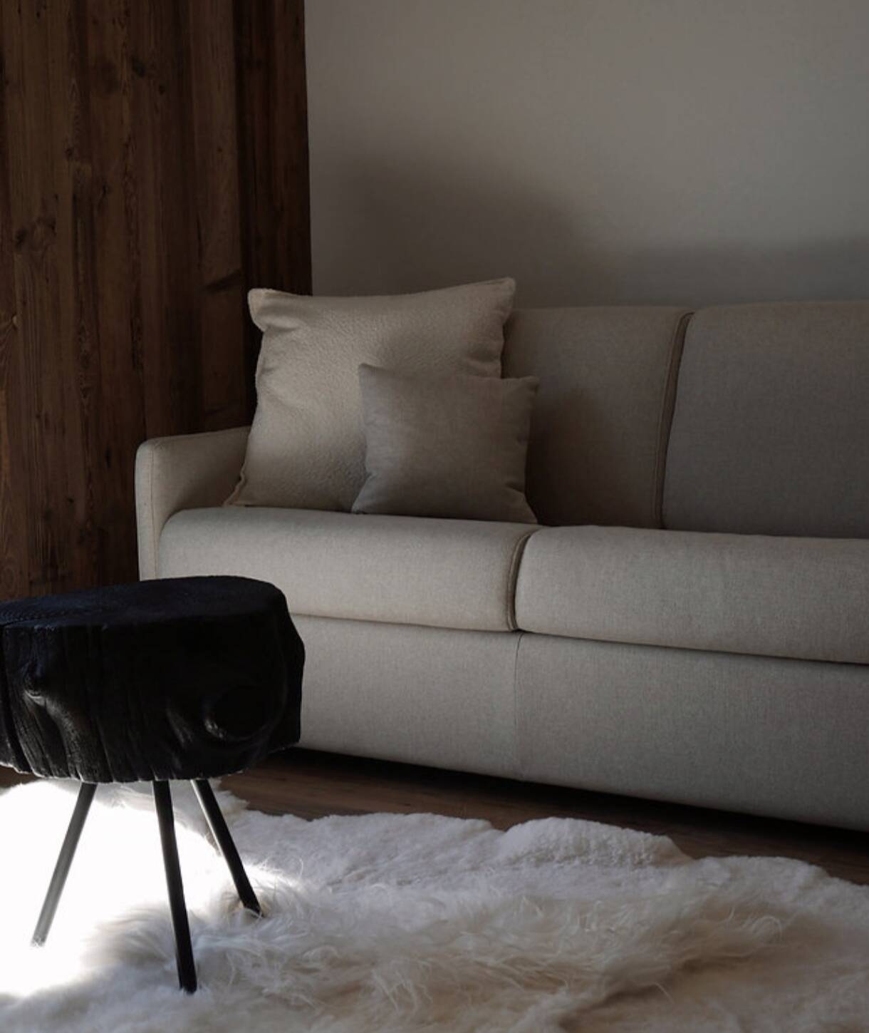 Coussin bouclette blanc cassé