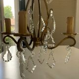Bronze chandelier with cut plates 4 arms