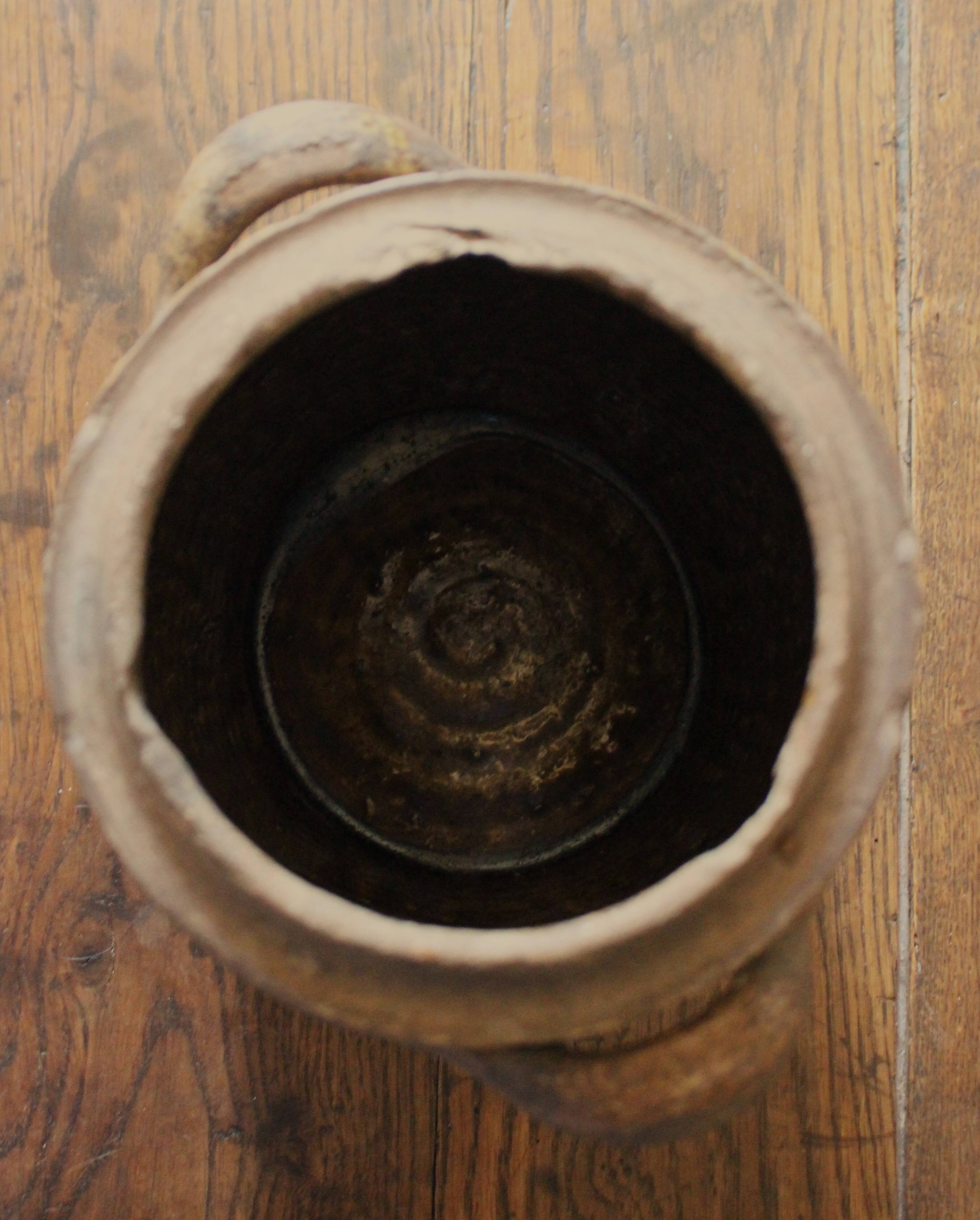 Vase Terracotta pot two handles handcrafted