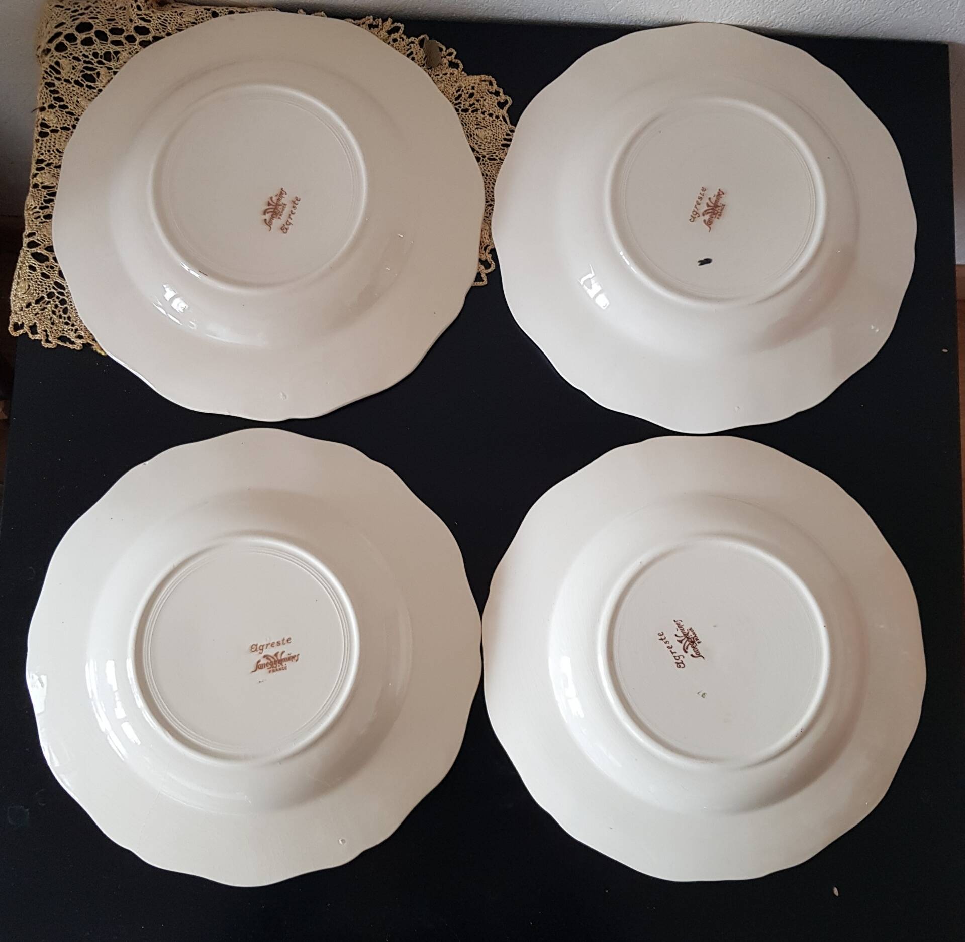 Set of 4 deep plates Sarreguemines Agreste