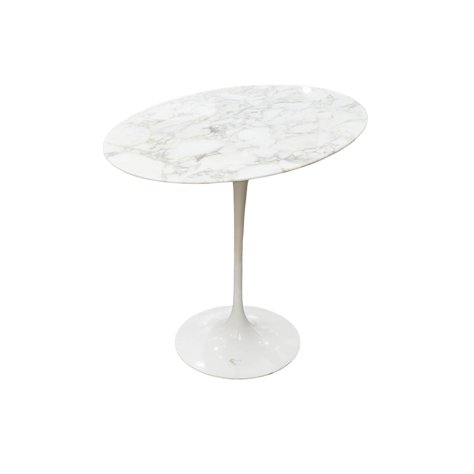 Round pedestal table in aluminium marble and white Rilsan Eero Saarinen (1910-1961), Edition Knoll