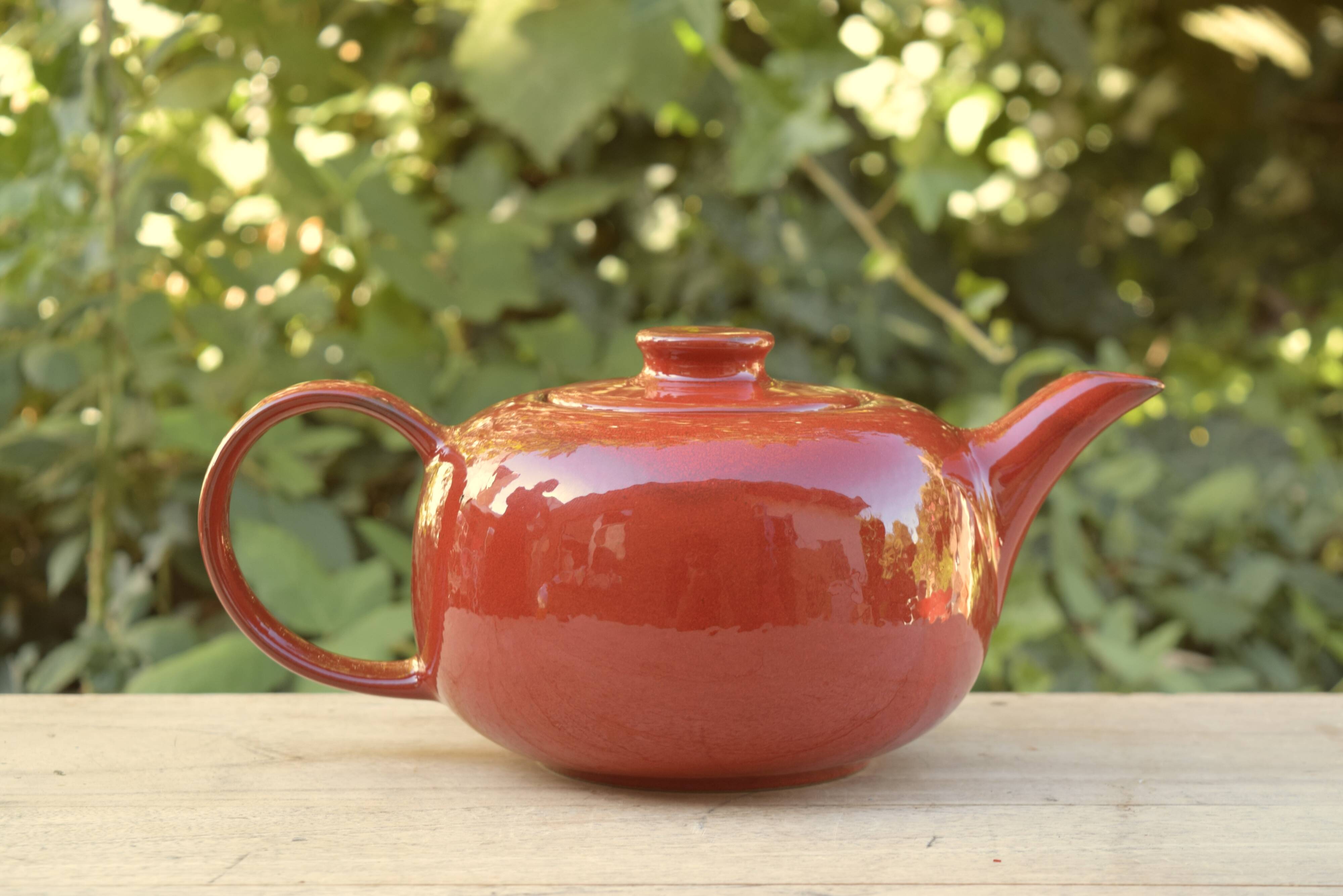 Vintage Melitta Ceracron red teapot - Glazed ceramic - Made in Germany - 1970s