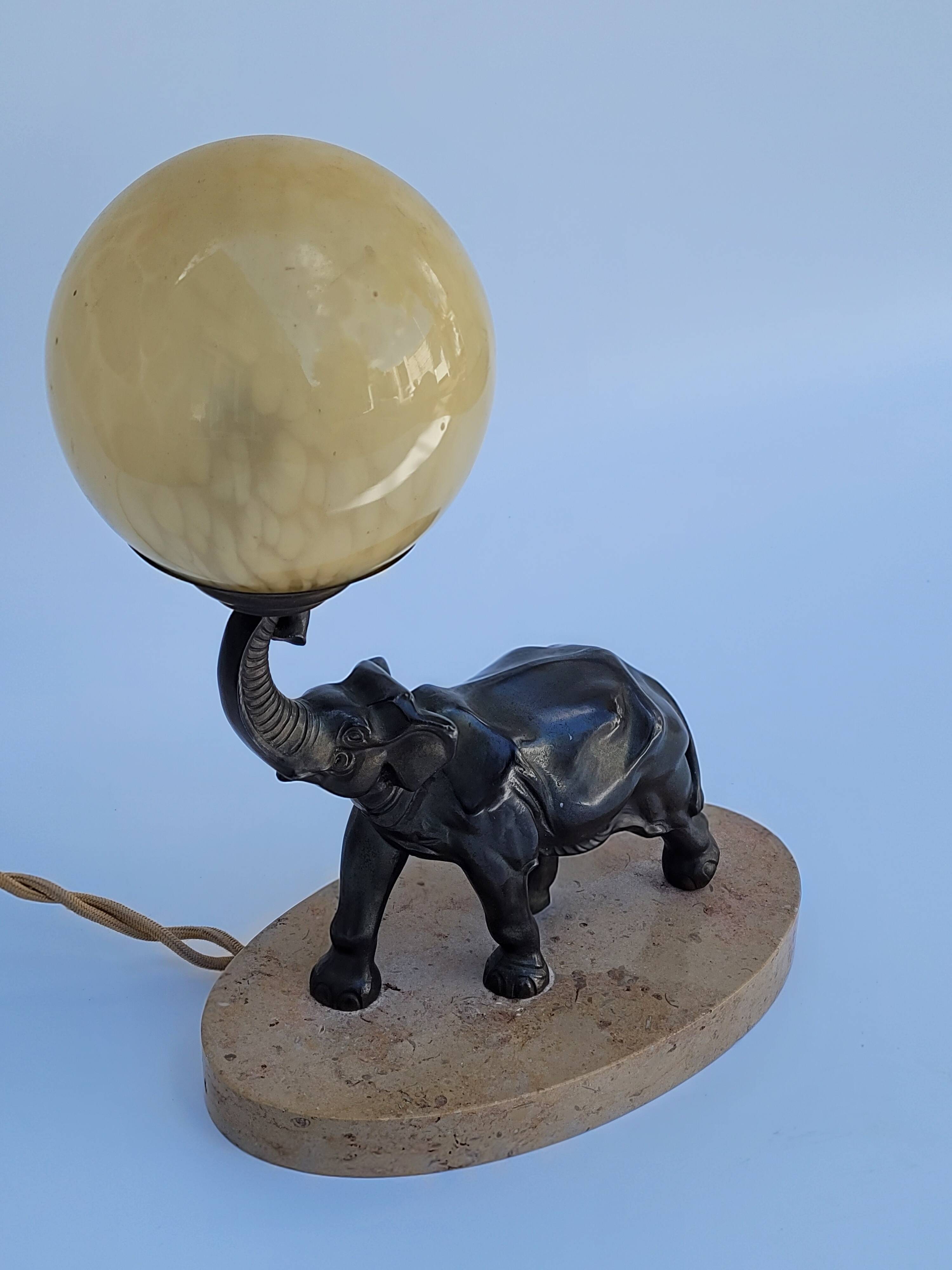 Old art deco elephant night light bedside lamp