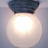Art deco ball lamp in pressed molded glass