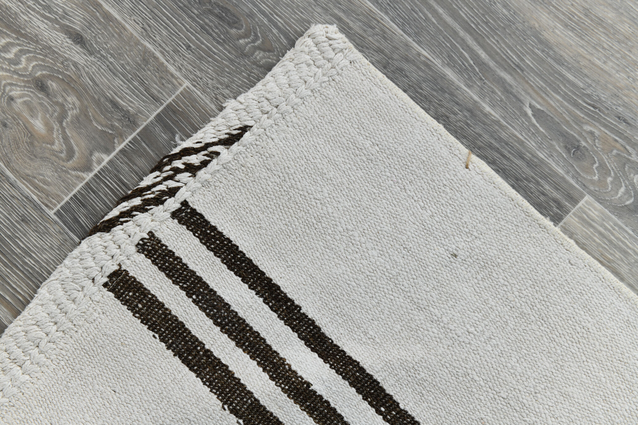 2x8 white brown hemp runner rug 57x260cm