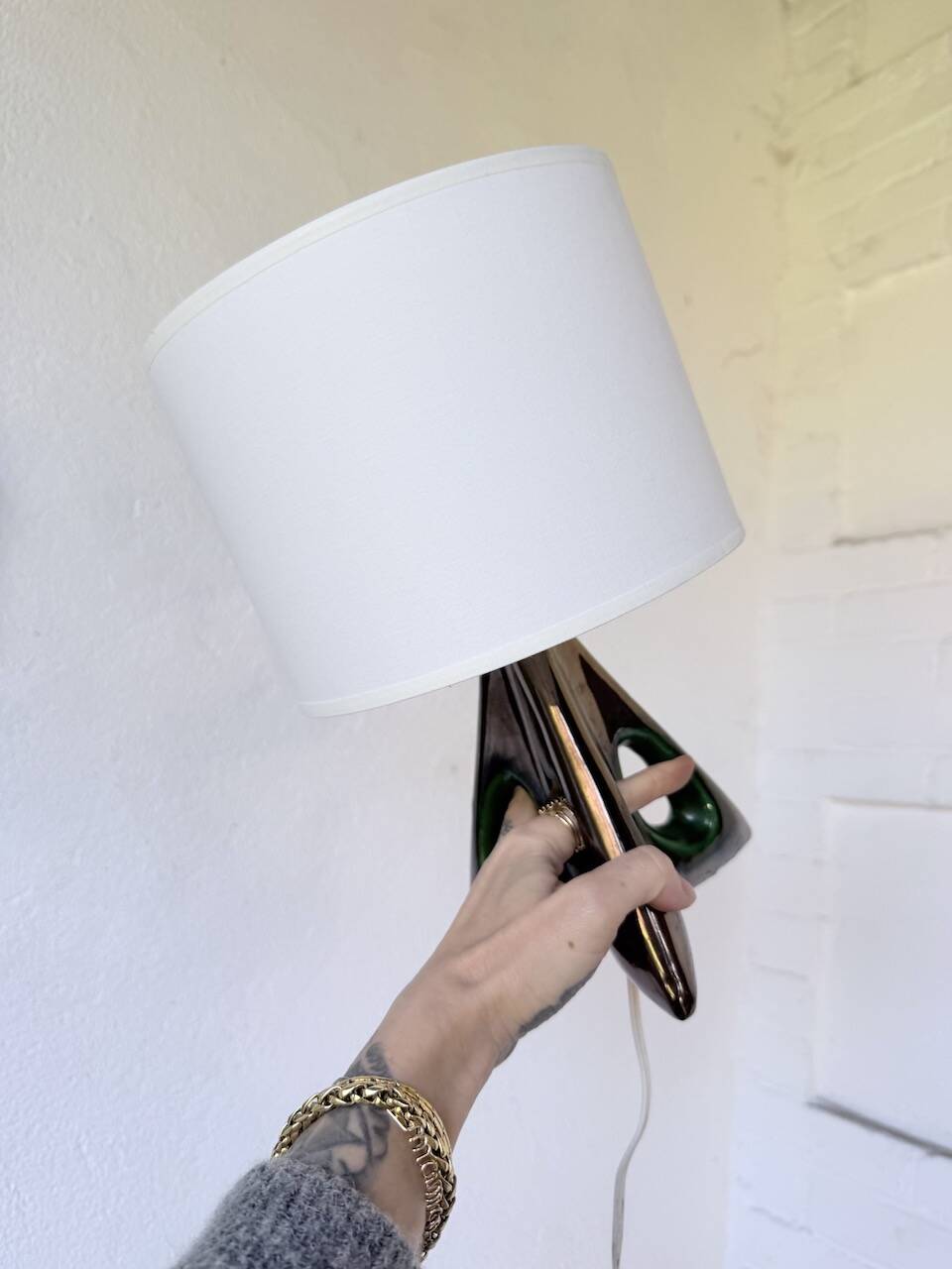 Paire de lampes céramiques forme libre triangle