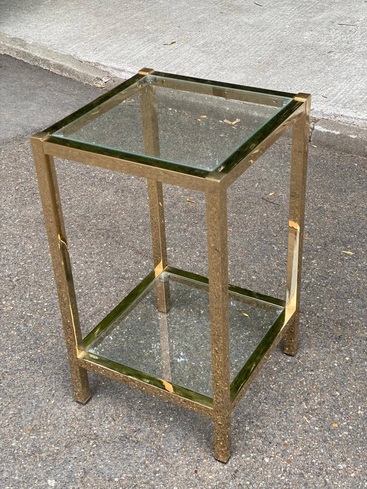 2 bedside tables, end tables in brass and transparent glass Maison Ja
