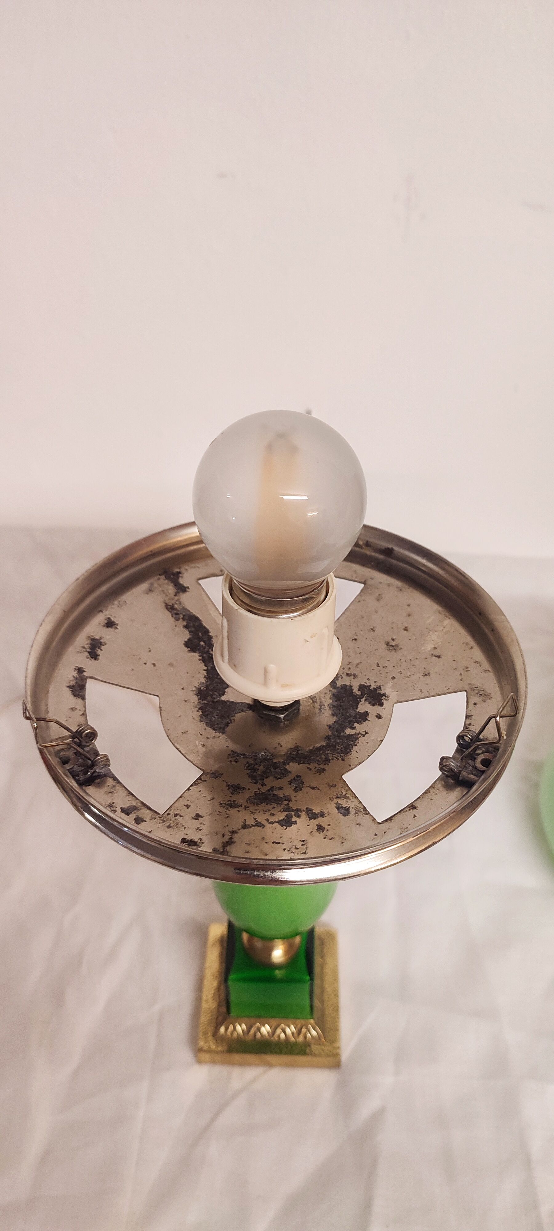 Glass and bronze table lamp, Spain, 1950