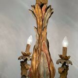 70s Hollywood Regency style chandelier in carved wood