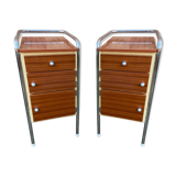 Pair of bedside tables Formica mid-Century vintage 1970 french bedside